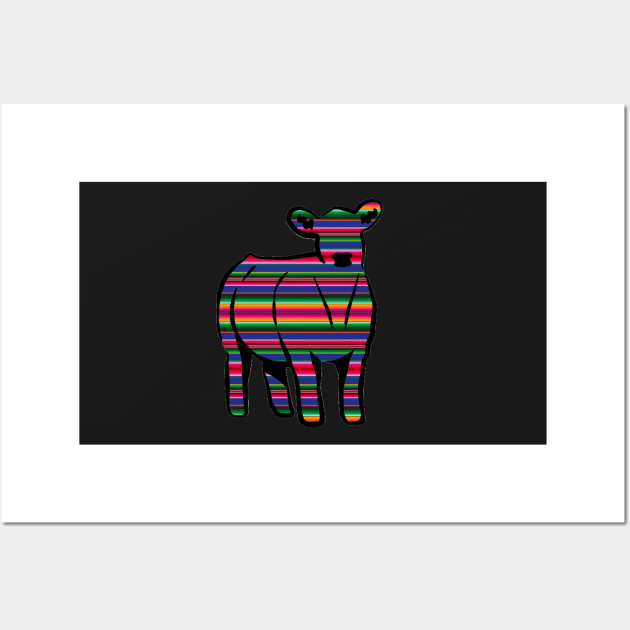 Serape Cow Silhouette  - NOT FOR RESALE WITHOUT PERMISSION Wall Art by l-oh